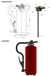 6L Wasser Übungsfeuerlöscher, wiederbefüllbar Übungslöscher Schlagknopfarmatur, Modell Ü 6 Sc-4